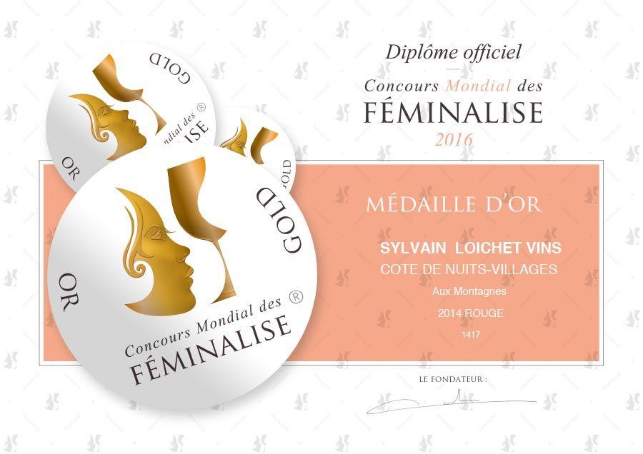 Diplome F&eacute;minalise 2016 or - C&ocirc;te de Nuits-Villages "Aux Montagne" 2014